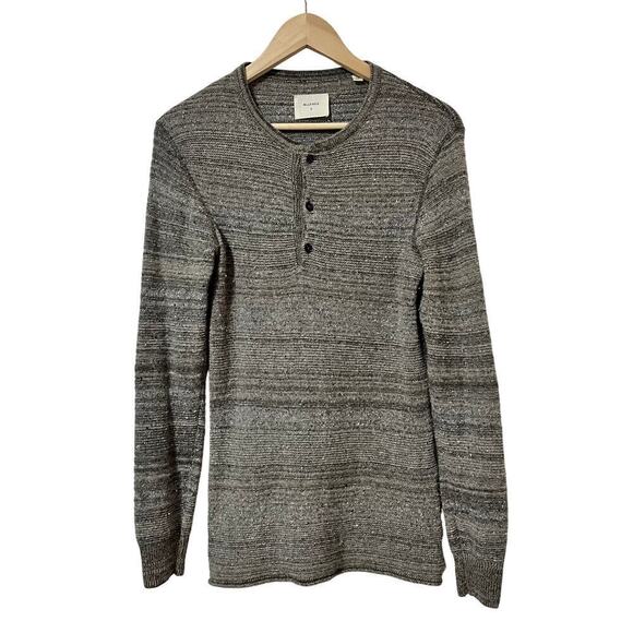Billy Reid Men’s Textured Wool Blend Henley Sweater Size S Gray Made in Italy - Picture 1 of 12